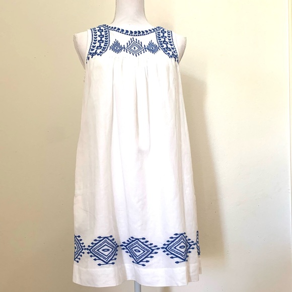 EUC✨J.Crew Linen Blend Embroidered Dress - Picture 8 of 13